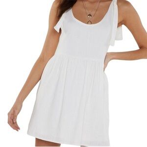 Nasty Gal - Tie Me A River Mini Linen Sun Dress Vacation Dress Tunic Sz 10